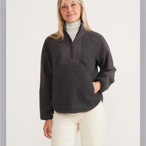 Marine Layer Tops - Park Sherpa Pullover in Charcoal